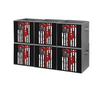 Cable Lineman Flag Cube Storage Bin Foldable Oxford Cloth Open Storage Basket with Handles for Closet Shelf