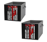 Cable Lineman Flag Cube Storage Bin Foldable Oxford Cloth Open Storage Basket with Handles for Closet Shelf