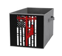 Cable Lineman Flag Cube Storage Bin Foldable Oxford Cloth Open Storage Basket with Handles for Closet Shelf