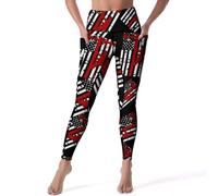 Cable Lineman Flag Women's Yoga Leggings High Waist Activewear Trousers with Pockets Comfort Workout Pants XL