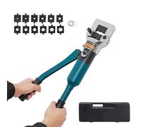 Cable Lug Crimper, 20 Tons Hand Operated Tool with 13 Dies, for Copper and Aluminum Terminal Lugs, Includes Plastic Box