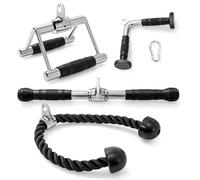 Cable Machine Attachment Set, Double D Roll Handle, V-Shape Handle, Triceps Rope And Straight Rotating Bar And Lat Pulldown Equipment For Home And Gym Use