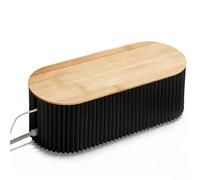 Cable Management Box, Black Cable Tidy Organiser Cables Storage Box with Bamboo Lid for Hiding Desk TV Computer Messy Cables Wire