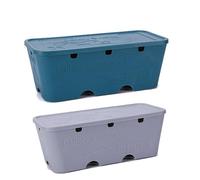 Cable Management Box, Cable Organizer Box Under Desk ABS Plastic Wire Concealer Pack of 2 or 3 Blue Gray White(A,2pcs)