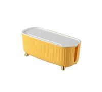 Cable Management Box Cable Storage Box with Lid Space-saving Stripe Dustproof Management Large Socket Board Organizer(Yellow)
