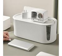 Cable Management Box, Cable Tidy Box, Storage Cord Organizer Box for Hide and Conceal Electrical Cables, Extension Power Strip Box (White)