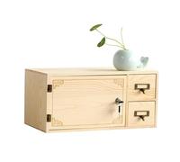 Cable Management Box Creative solid wood storage box with lock desktop drawer type office with door cabinet