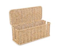 Cable Management Box, Handmade Rattan Cable Organizer, 2 Open Slots, Under Desk Cable Organizer for Computer Router, USB Hub and Power Strip