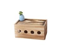 Cable Management Box Junction box solid wood retro simple plug-in wire storage socket board power cord(35cm)