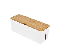 Cable Management Box with Air Vent, Cord Organizer with Wood Lid for Desk TV Computer USB Hub System to Cover and Hide & Power Strips & Cords,29.5x11x11.4cm