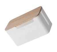 Cable Management Box with Bamboo, White Cord Organizer for Bedroom Office | Hips Pp Build, Heat Dissipation and Sturdy Setup, Safe to Use with Tidy Cable Storage