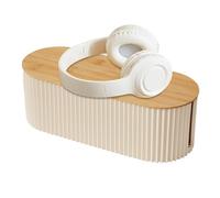 Cable Management Box - Wood Lid Pp 33x13cm White Sleek, Safe Cord Box Management Outlet Hider, Desktop Wire Managment Concealer | Secure Power Strip Case For Protecting Children Pets In Study Room