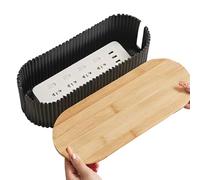 Cable Management Box - Wood Lid Pp 33x13cm White Sleek, Safe Cord Box Management Outlet Hider, Desktop Wire Managment Concealer | Secure Power Strip Case For Protecting Children Pets In Study Room