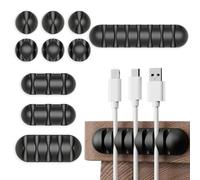 Cable Management, Cable Holder, Cable Clips, Cable Tidy Holder Clips, Cable Organisers, Silicone Self Adhesive for Charging Cable USB Mouse Wire PC, Office Home Cord - 10 Pcs Black