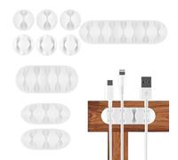 Cable Management, Cable Holder, Cable Clips, Cable Tidy Holder Clips, Cable Organisers, Silicone Self Adhesive for Charging Cable USB Mouse Wire PC, Office Home Cord - 10 Pcs White