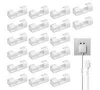 Cable Management Clips - 20 Adhesive Cord Holders, Desktop Wire Organization Without Drilling, Stick On Cable Clamps For Usb Ethernet Cables, Mouse, Keyboard, Desktop Organizer Prat
