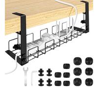 Cable Management Desk, No Drilling, Cable Duct Desk Made of Steel, Cable Basket, Clampable, Desk Cable Management, Cable Management Under Desk, Desk Organiser for Office/Home Office