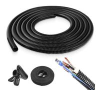 Cable Management Sleeve, 25mm Cables Tidy, 3m Cord Protector Wire Loom Tubing For Tv Pc Wire Manage And Organize Prevents Pet Damage Reduces Tripping Hazards Ideal For Home Office Use - Black