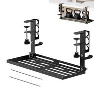 Cable Management Tray,Metal 15.63 Inch No Drill Clamp Mount | Under Desk Cord Organizer | for Living Room Study Room Home Apartment Dormitory Office Internet Cafe