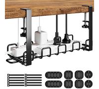 Cable Management Tray Under Desk - 4mm Sturdy Wire Organiser - No Drill Cord Organiser with Clamp for Cable Management - Standing Desk Accessories for Cable Organization Home Office