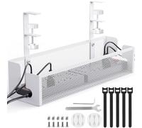Cable Management Tray - Under Desk No Drill Mesh Wire Organizer for Office/Home - Efficient Cable Management Rack and Box