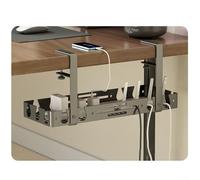 Cable Management Under Desk Tray, Tangle-Free Cable Organiser No-Drill Computer Desk Cable Routing Box System For Home Office(Black)