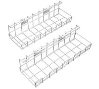 Cable management under desk with individual 4-in-1 desk/wall mounting system - cable holder/cable tray, white metal (2× set size L, secure screw mounting, for cables/extension leads) KD Essentials