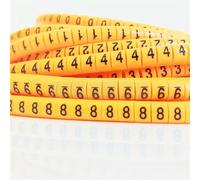 Cable Markers Cable Marker Wire Label EC-0 EC-1 1000pcs Mark Number 0 to 9 Cable Management Colored Wire Insulation PVC Wire Organizer Sleeves(EC-2-1000PCS-yellow)