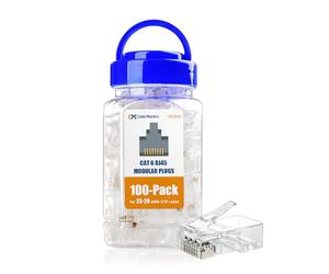 Cable Matters 100-Pack CAT6 RJ45 Modular Plugs, 50µ Gold Plated (RJ45 Connector, Cat 6 Ends, Cat 6 Ethernet Connector, Ethernet Plugs), for Solid or Stranded UTP Cable