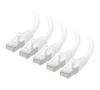 Cable Matters 10Gbps 5-Pack Snagless Short Shielded Cat6A Ethernet Cable 1 ft - SSTP, SFTP Shielded Cat6 Cable in White
