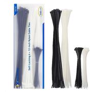 Cable Matters 140-Pack Cable Ties, 15/30cm, Black/White | Indoor and Outdoor, Self-Locking Nylon Zip Ties, Assorted Sizes, Tie Wraps for Multiple Use