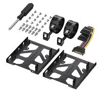 Cable Matters 2-Pack 2.5 to 3.5 SSD Mounting Bracket for SSDs (SSD Adapter 2.5 to 3.5) All-in-One Kit in Black - Kit Includes Bracket, Screws, Cables, and Screwdriver