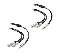 Cable Matters 2-Pack 3.5mm Male to Dual Female Headphone Splitter Cable (3.5mm Headset Splitter, Headphone Mic Splitter Cable) - 0.2m / 10 Inches