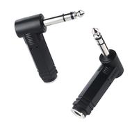 Cable Matters 2-Pack 6.35 mm Jack Right Angle TRS Adapter - 6.35mm Jack Right Angle Adapter/Straight to Right Angle 6.35 mm TRS Audio Connector for P