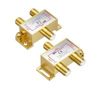 Cable Matters 2-Pack Bi-Directional 2.4 Ghz 2 Way Coax Splitter - TV Aerial & Satellite Signal Distribution - All Port Power Passing - Gold Plated & Corrosion Resistant