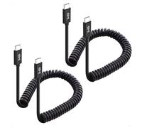 Cable Matters 2-Pack Coiled USB C to USB C Cable, 0.3-1.2m, 60W Charging | 480Mbps Data, Compatible with Apple CarPlay, Android Auto, iPhone 17/16, Galaxy S24