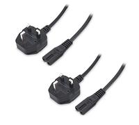 Cable Matters 2-Pack Figure 8 Power Lead, UK BS 1363 to IEC C7, 1m | 2-Pin Power Cable, Non-Polarized, Compatible with Samsung/LG/Sony TVs, PS4, PS5