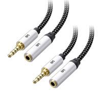 Cable Matters 2-Pack Headphone Extension Cable (3.5mm Extension Cable) with Mic Support in Black - 6 Feet / 1.8 Meters