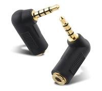 Cable Matters 2-Pack Right Angle 3.5mm Adapter in Black - Mini Jack Right Angle Audio Adapter