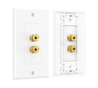 Cable Matters 2-Pack White Single Gang Speaker Wall Plate with Banana Plug and Screw Type Binding Post for 1 Speaker