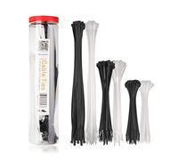 Cable Matters 200-Pack Cable Ties, Assorted 15cm 20cm 30cm Self-Locking Nylon Zip Ties, Black and White Tie Wraps for Indoor and Outdoor Use