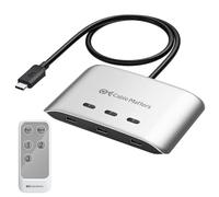 Cable Matters 20Gbps USB C KVM Switch, 3-in-1-Out, 140W PD Charging | 8K@30Hz on Windows, 4K@60Hz on macOS, Shares USB C/Thunderbolt 4 Monitor or Dock, Not for Captive Cable Docks/Adapters