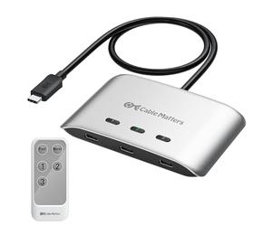 Cable Matters 20Gbps USB C Switch, 3-in-1-Out, Supports Up to 8K@30Hz on Windows, 4K@60Hz on macOS, 140W PD, for Sharing a USB-C/Thunderbolt 4 Monitor or Dock, Works with Thunderbolt 4/5 Laptops