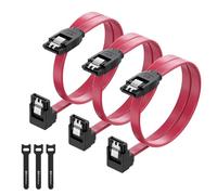 Cable Matters 3-Pack 90 Degree SATA Cable 45cm, 6Gbps SATA III Data Cable Right Angle for SSD, HDD, CD/DVD Drives, Hard Drive, Optical Drive, 3x Cable Ties Included, Red