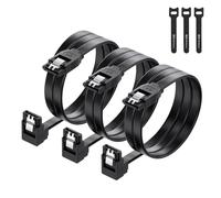 Cable Matters 3-Pack 90 Degree SATA Cable 60cm, 6Gbps SATA III Data Cable Right Angle for SSD, HDD, CD/DVD Drives, Hard Drive, Optical Drive, 3x Cable Ties Included, Black