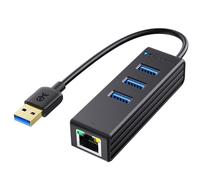 Cable Matters 3-Port SuperSpeed USB 3.0 Hub with Gigabit Ethernet, Supporting 10/100/1000 Mbps Ethernet Network in Black