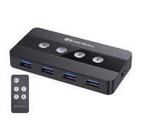 Cable Matters 4 Port USB 3.0 Switch Hub/KVM Switch, USB Switcher for 4 Computers and USB Peripherals - Button or Wireless Remote Control Swapping - Includes USB-C Adapter for USB-C and Thunderbolt 3