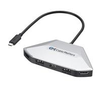 Cable Matters 4K Quad Display USB C MST Adapter with 140W PD, 1x DisplayPort 2.1, 1x HDMI 2.1, 2x Dual-Function HDMI/DisplayPort Ports, USB4, Thunderbolt 4/5 Compatible