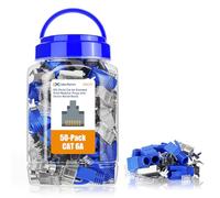 Cable Matters 50-Pack Shielded Cat6A RJ45 Connector | With Strain Relief Boots, 50µ Gold Plated, Cat 6A Shielded RJ45 Connectors, Cat6a Connector