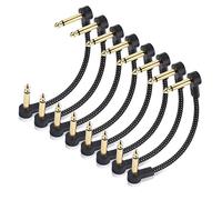 Cable Matters 8-Pack Braided 15cm 6.35mm Guitar Patch Cable (Guitar Effect Pedal Cables) with Gold-Plated Connectors in Black